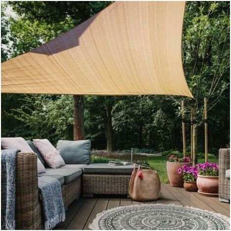 Voile d'ombrage Triangulaire 3x3x3 m, Toile Ombrage HDPE Respirant (185g/㎡), Filet dombrage 3m Résistant 98% Protection Rayons UV pour Patio Jardin Terrasse Extérieur, Sable 3x3x3m (1/4)