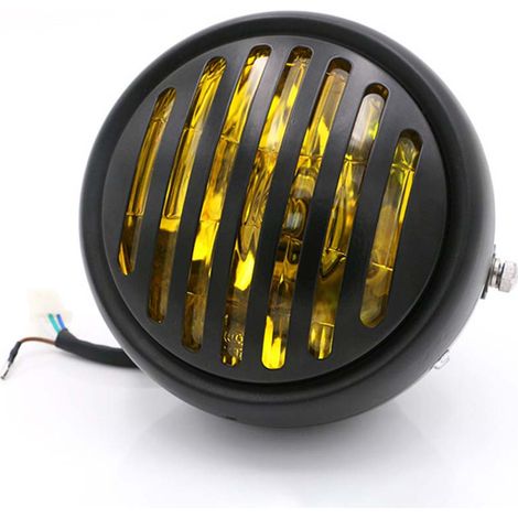Phare Avant Moto Noir en Métal Rétro 12V Compatible CG125 GN125 Feu de Route Classique (1/4)