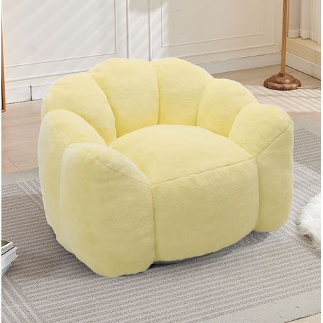 Fauteuil compact en forme de lotus en tissu velouté jaune, sans montage, OKWISH (1/5)