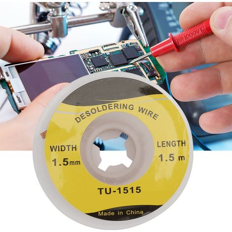 Mèche à dessouder BGA 1,5 m x 1,5 mm, tresse pour circuit imprimé (1/5)