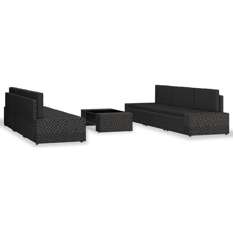 Maison Exclusive - 7-tlg. Garten-Lounge-Set Poly Rattan Schwarz
