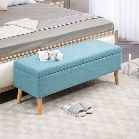 panca contenitore 110 cm tessuto blu stile scandinavo OKMYHOME (1/5)