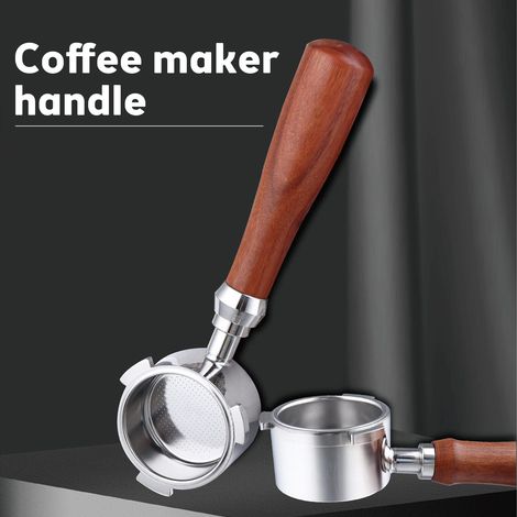 Eosnow Portafiltro senza fondo da 51 mm con cestello in acciaio inossidabile a 3 orecchie e manico in legno massello Parti di ricambio compatibili con la macchina Delonghi EC685/EC680