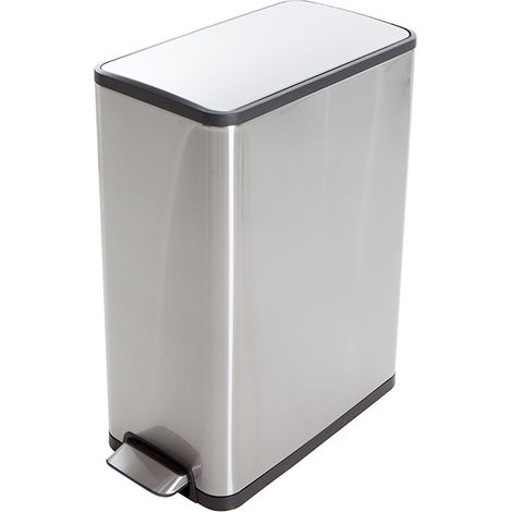 Hailo – Poubelle tri sélectif 2 bacs 20L – Inox brossé anti-trace – Ouverture par pédale – Dimensions 66 x 48 x 28 cm (1/5)