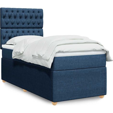 Boxspringbett mit Matratze Blau 90x200 cm Stoff (1/5)