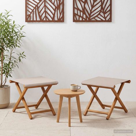 Lettino 2 pcs Legno di Eucalipto Massello Beige vidaXL