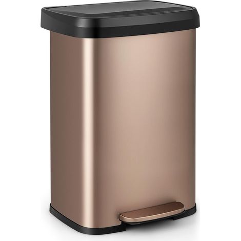 Goplus – Poubelle à pédale 50L en acier inoxydable – Couvercle à fermeture douce – Compartiment désodorisant – Anti-odeur – Pour cuisine, bureau, salle de bain (1/5)