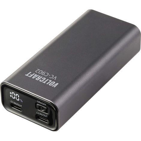 VOLTCRAFT VC-C902 Powerbank (batterie supplémentaire) 10000 mAh Power Delivery 3.0 Li-Ion gris (mat)