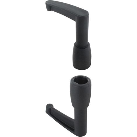 2 embouts longs, haut et bas pour tringle d'espagnolette de volet battant - Noir