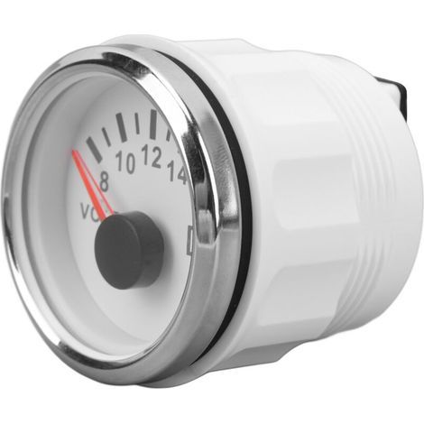 Bootsvoltmeter, Farbhintergrundbeleuchtung, DC 9 bis 32 V, 52 mm, Spannungsmesser für Wohnmobile (silberne Abdeckung mit weißer Platte) (1/5)
