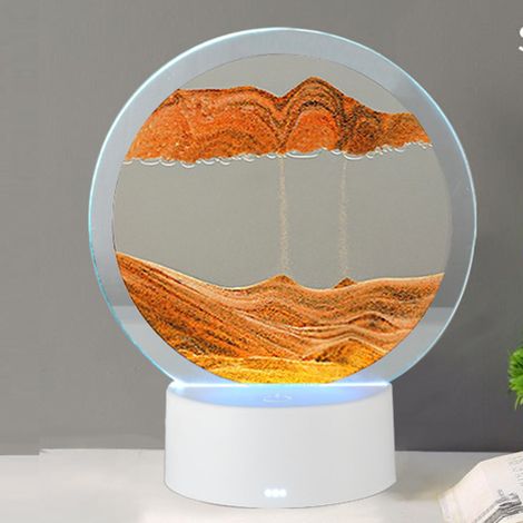 Lampe d'art de sable mobile USB jaune, Art de sable mobile 3DM, lampe de chevet de sables mouvants, veilleuse colorée de peinture de sable (1/5)