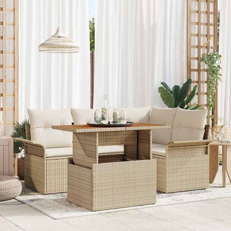 Set Divano da Giardino 5 pz beige e panna vidaXL (1/5)