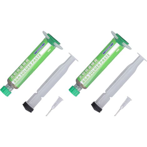 Lot de 2 tubes de pâte à souder eutectique à haute adhérence et bas point de fusion, conditionnés en seringue, pour basses températures. (1/5)