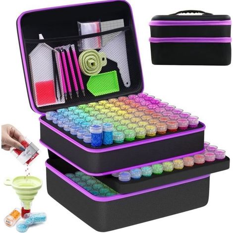 Diamond Painting Accessoires Boite de Rangement, avec 240 Emplacements, pour Peinture Diamant Broderie Diamant Painting (1/4)