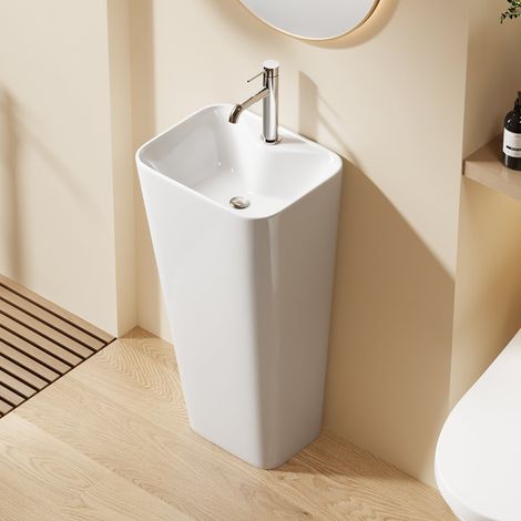 DILECI - Lavabo Totem Blanc Rectangulaire et Fin H83 (1/5)