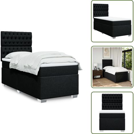 Boxspringbett mit Matratze Schwarz 90x190 cm Stoff - Boxspringbett - Doppelbett - Schlafsystem - Bettsofa - Bettgestell (1/5)