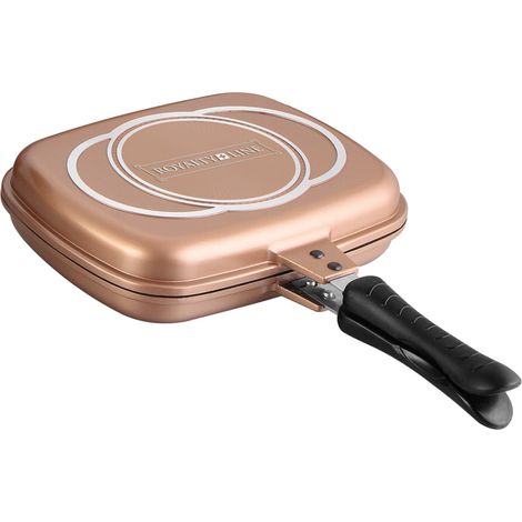 Double Plancha Grill Chef Cuisine 34 Cm Revêtement Antiadhésif Marbre (1/5)