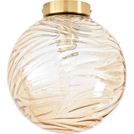 "Plafoniera NEREIDE in vetro champagne ad onde concentriche 25 cm." (1/2)