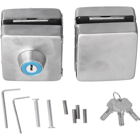 Serrure de porte coulissante à poussée 2 pièces, bouton de sécurité fendu, serrure de porte en verre en acier inoxydable résistant aux taches (1/5)