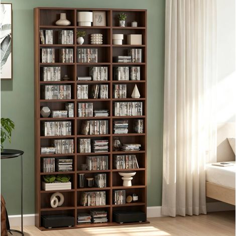 Bibliothèque sur pied moderne en MDF marron 102 x 23,5 x 195 cm avec 36 compartiments réglables (1/5)