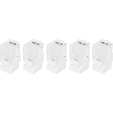 Lot de 5 connecteurs CAT3 RJ11, connecteurs téléphoniques modulaires, connecteur 6P4C AWG26 Convient pour les applications téléphoniques, fax, vocales dans les systèmes de câblage (1/4)