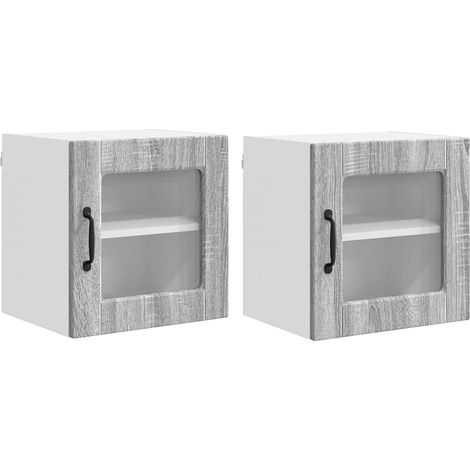 Maison Exclusive - Cabinet de vidrio para pared PORTO 2 pcs Gris