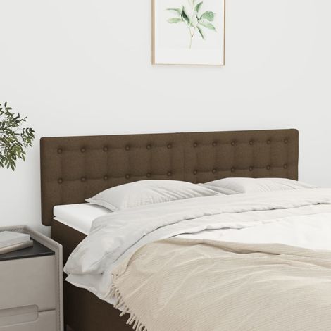 2 pcs Têtes de lit pour lit double, Tableau décoratif de chevet Marron foncé 72x5x78/88 cm Tissu CDE57490 (1/5)