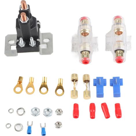 relais DC 12V/500A porte-fusible 100A fusibles double isolateur de Charge de batterie Kit d'isolateur double batterie pour voiture RV Yacht (1/5)