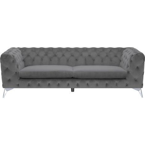 Sofa 3 Seater SOTRA Velvet Grey