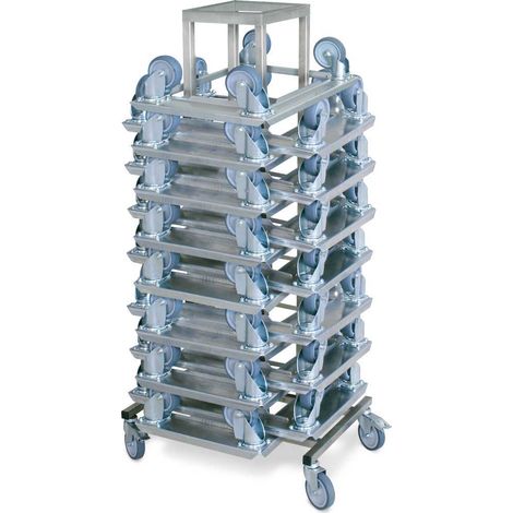 BRB Lot de 15 roulettes de transport en acier inoxydable pour récipient 600 x 400 mm plus support de rouleau en acier inoxydable (1/3)