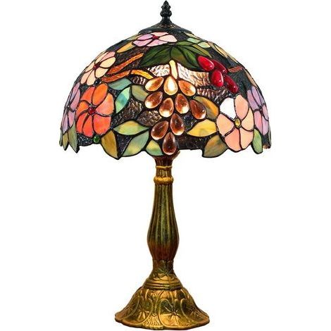 Vintage 12-inch table lamp – Handmade stained glass lampshade – 30 x 30 x 48 cm – E27 base – Energy class A+ (1/5)