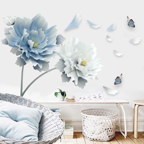 Stickers Décoratifs Dégradé Bleu Papillon Lotus Stickers Muraux (1/5)