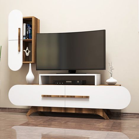 TV-Möbelset Rose Walnuss Weiß Melamin 145x49,8x36,8 cm (1/5)