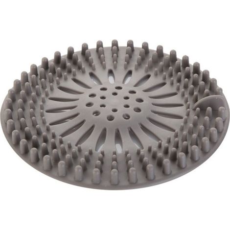 Lot de 2 bouchons de vidange rétractables en silicone gris, résistants aux cheveux, pour salle de bain/cuisine,