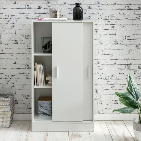 Armoire 2 portes coulissantes 60x28,5x107,5 cm blanc (1/5)