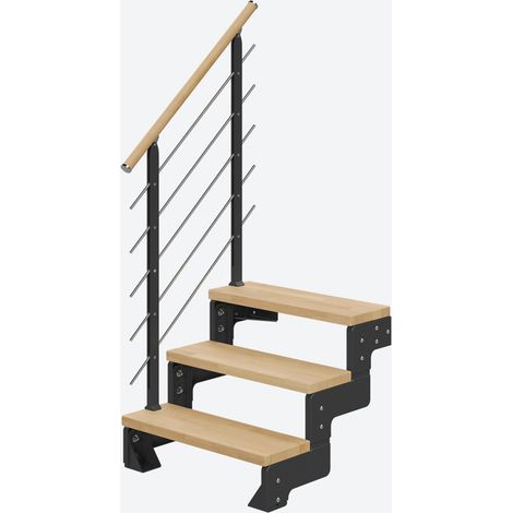 Dolle Modultreppe Gardentop Innen Buche 3 Stufen 54-66cm Geschosshöhe 75cm Stufenbreite inkl. Geländer (1/4)