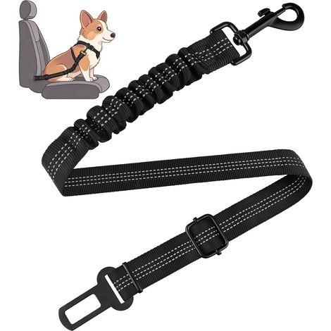 Ceinture Chien Voiture, 1 Pièces Harnais, Ceinture Securite avec Absorption des Chocs et Mousqueton pour Tout Type de Voiture pour Tous Les Chiens et Chats (1/5)