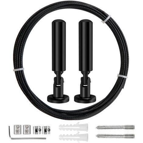 5m Tringle à rideaux Kit, Câble en Acier pour Rideau, pour Rideau, corde à linge de balcon,Noir