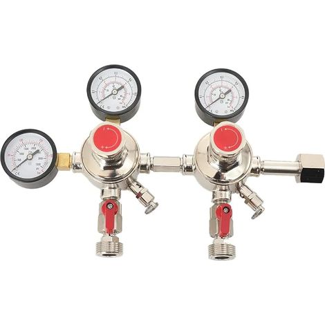 Réducteur de pression double CO2, 2 réducteurs de pression pour bouteille de gaz Co2, adaptateur pour réservoir de sécurité, régulateur de pression de CO2, soupape de soulagement de pression (1/5)
