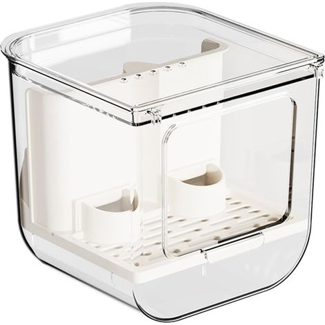 Distributeur en acrylique transparent pour cage Support alimentaire transparent avec design facile à remplir et résistant aux déversements pour oiseaux, conures, perroquets, calopsittes canaries (1/5)