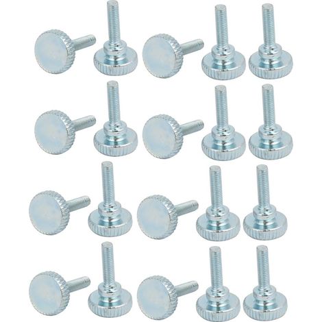 Vis moletées en acier au carbone à tête plate moletée, 20 pièces, pour pied de nivellement, M3x12mm (1/3)