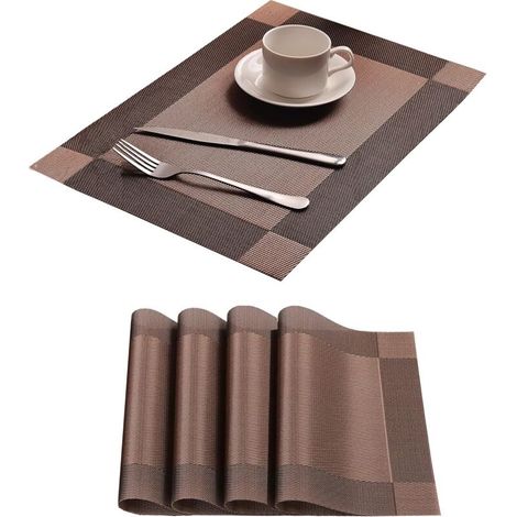 Set of 4 individual brown PVC heat-resistant cushions (1/5)