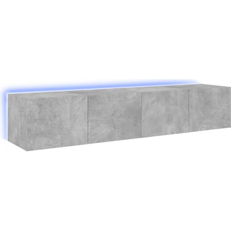Meubles TV muraux et lumières LED 2 pcs,Banc TV,Armoire TV gris béton 80x35x31 cm CFW206420 (1/5)