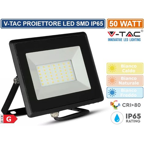 V-TAC VT-4051 Faro LED SMD 50W E-Series Colore Nero IP65 Bianco naturale - 4000K (1/5)