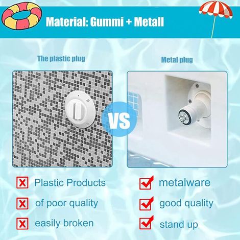 2 Pièces Bouchon Piscine Diamètre 32-38mm Bouchons d'hiver en Caoutchouc avec Boulons Acier Inoxydable Antigel Produit Hivernage Piscine par Le Gel Aux Canalisations de Drainage de Piscine