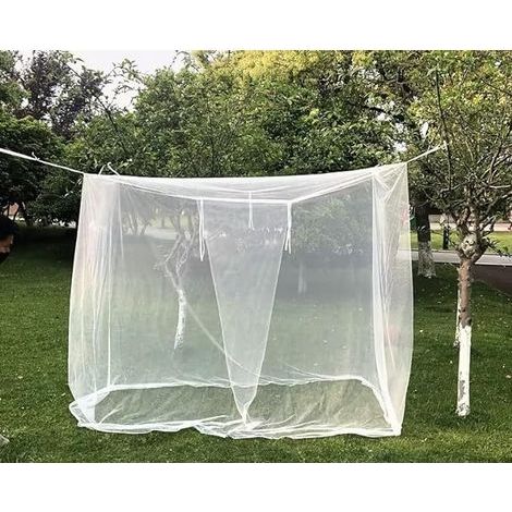 Moustiquaire de Lit, Moustiquaire Exterieur Rectangulaire, Blanc Moustiquaire Ciel de Lit, Lit Double Simple, Moustiquaire Bébé Facile à Installer pour Lit Bébé, Simple, Double,200X180X200cm,porte San (1/5)