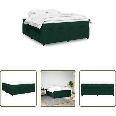 vidaXL Surmatelas -  Sommier à lattes de lit et matelas Vert foncé 180x200cm Velours (1/5)