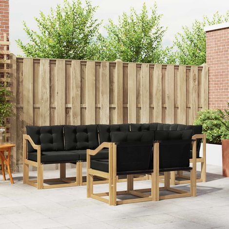 vidaXL Set di divani da esterno con cuscino 7 pcs Bianco e Nero (1/4)