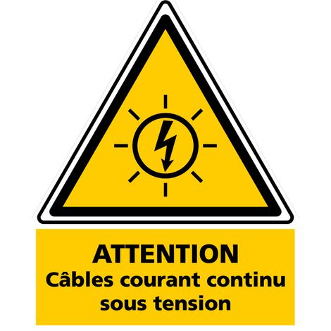 Étiquette Photovoltaïque Câbles Courant Continu sous Tension – Norme UTE C15-712 – 40x50 mm – Fabriquée en France - Lot de 25