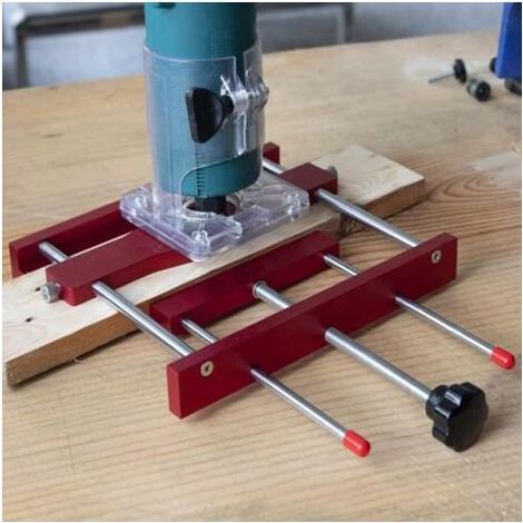 Gabarit de mortaisage en vrac pour menuiserie Outil de menuiserie Outil de menuiserie en alliage d'aluminium Routeur Modèle avec 7 manchons de perçage pour la conception de meubles. (1/4)